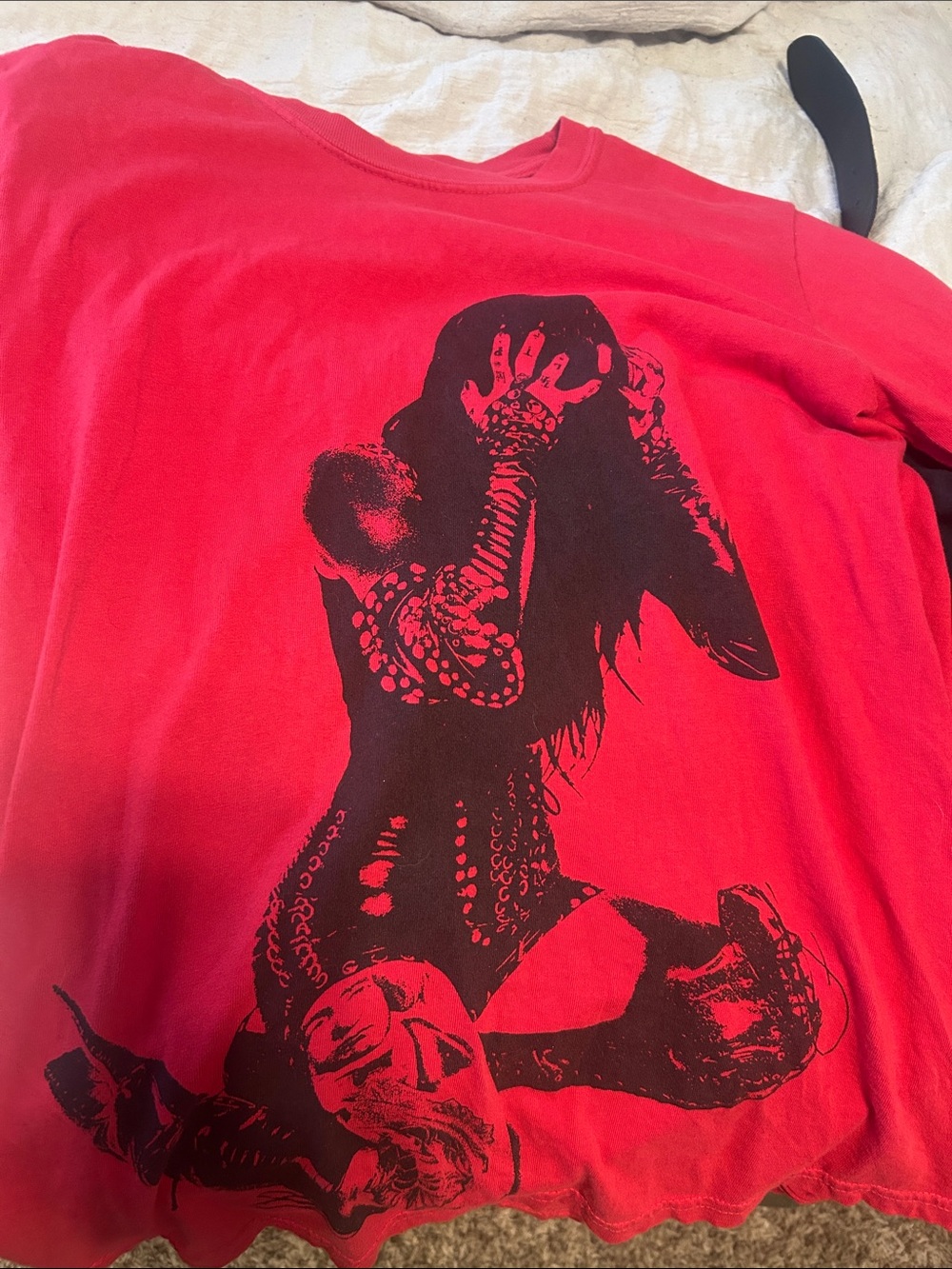Red Graphic Tee Kat VonD band shirt long sleeve